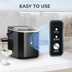 Machine à glaçons de comptoir EUHOMY – Prête en 8 minutes. 16 kg/24 h. Autonettoyante. Machine à glaçons portable avec pelle et seau. Glaçons comestibles produits par ultrasons pour la maison, les fêtes, le camping ou les caravanes.