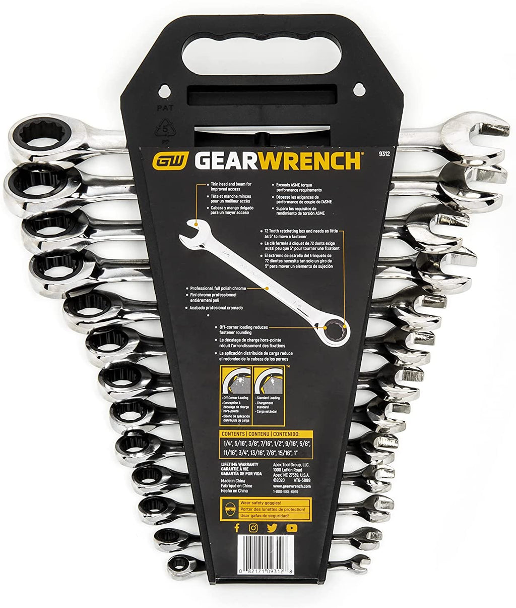 Jeu de clés mixtes à cliquet 12 pans GEARWRENCH 2025