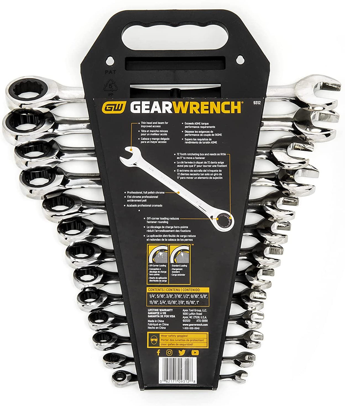 Jeu de clés mixtes à cliquet 12 pans GEARWRENCH 2025