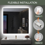 Miroir de salle de bain S'bagno avec éclairage 1200 x 700 mm, IP44, LED, Bluetooth, antibuée, 3 couleurs de lumière (3 000 K, 4 000 K, 6 500 K), intensité variable, mémoire, vertical ou horizontal. Miroirs de salle de bain avec LED.