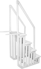 Échelle antidérapante pour piscines hors sol | Grise | Pour piscines hors sol avec une hauteur de terrasse de 122 à 137 cm | Échelle de sécurité supportant jusqu'à 136 kg