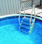 Marches antidérapantes Aqua Select pour piscines hors sol | Bleues | Pour piscines hors sol | Installation possible sur des terrasses de 122 à 137 cm de hauteur | Échelle de sécurité supportant jusqu'à 113 kg