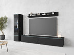 Ensemble de salon Piaski Vera I, éclairage LED en option, couleurs variées (béton/blanc brillant, sans éclairage LED)