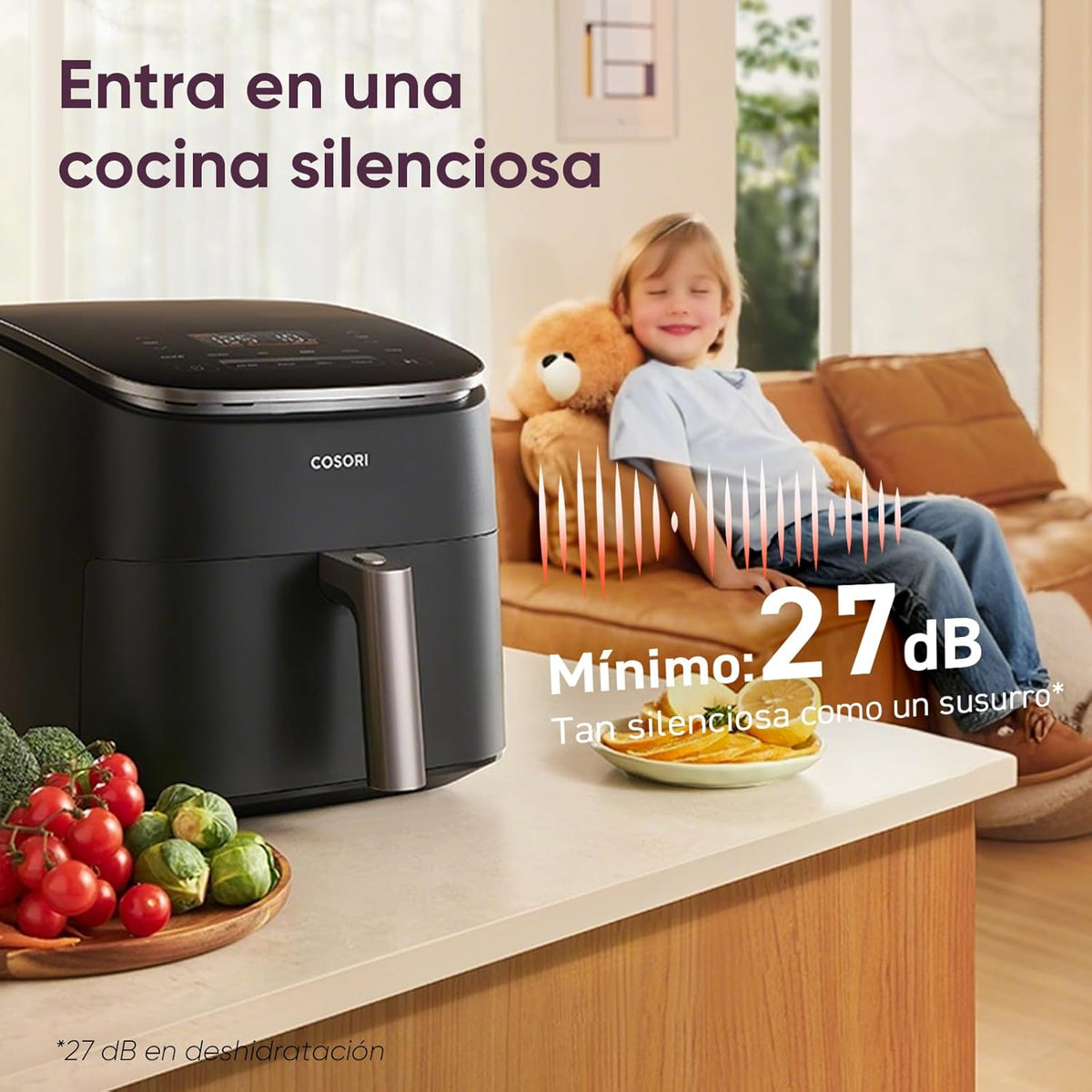 Friteuse à air Cosori Turbo Blaze 6 L, intérieur en métal véritable, moteur CC exclusif, 46 % plus rapide, température de 30 °C à 230 °C, idéale pour griller les viandes, programmes de cuisson complets, silencieux 27 dB