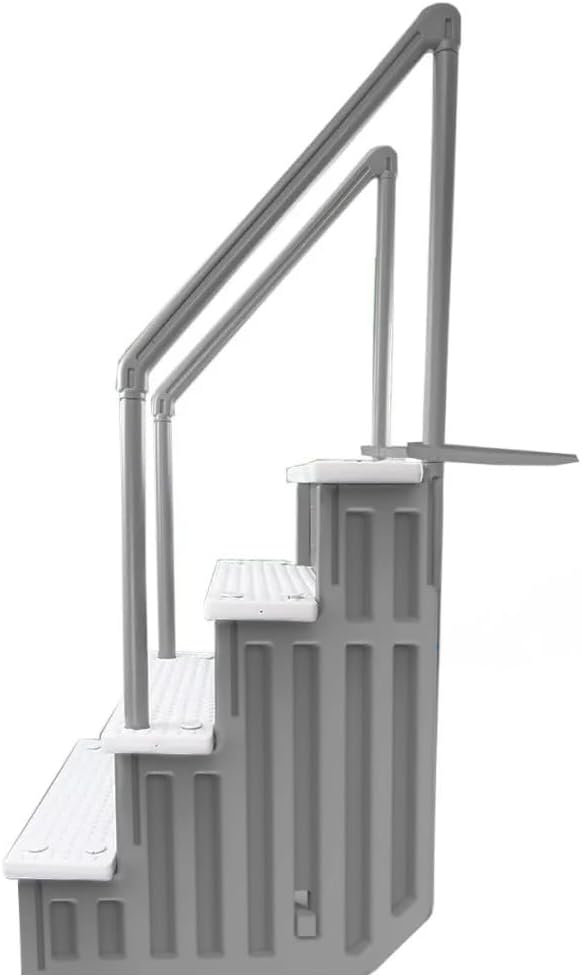 Marches antidérapantes Aqua Select pour piscines hors sol | Bleues | Pour piscines hors sol | Installation possible sur des terrasses de 122 à 137 cm de hauteur | Échelle de sécurité supportant jusqu'à 113 kg