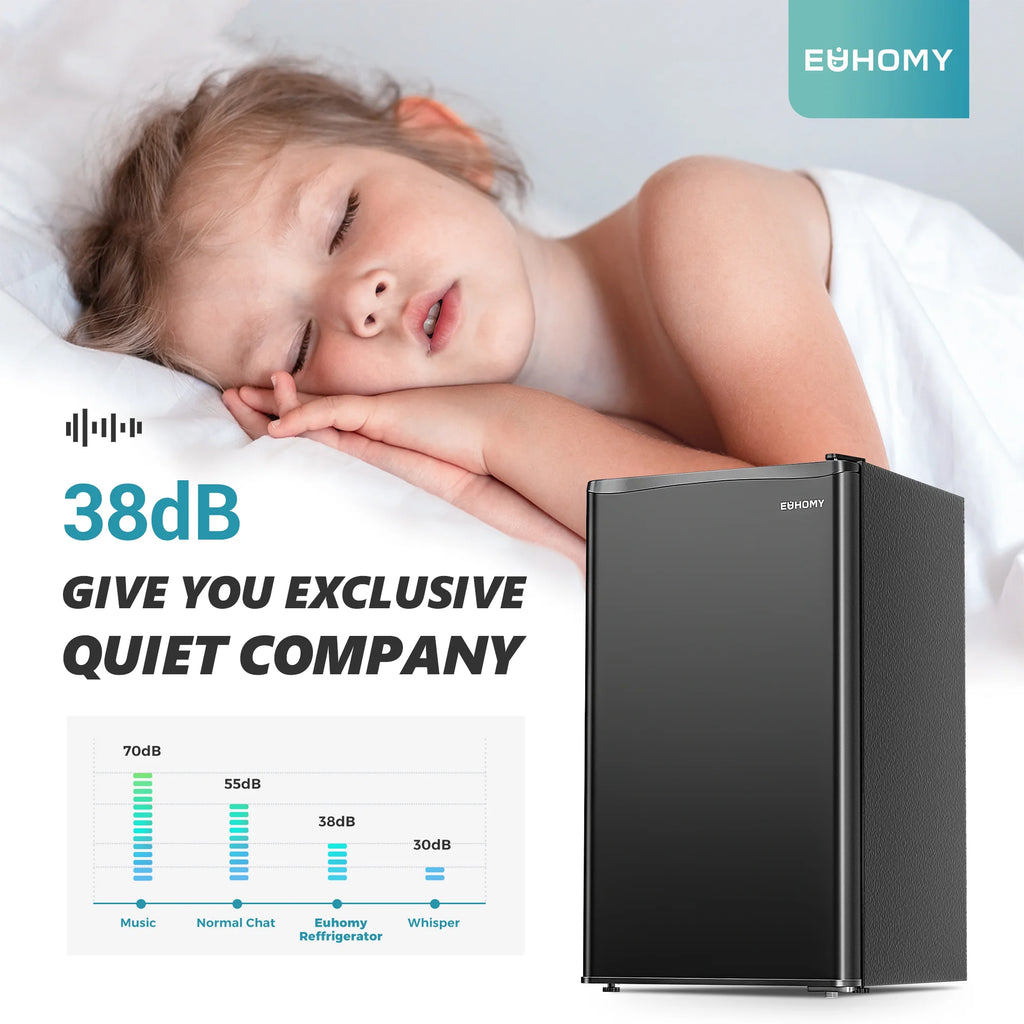 Mini-réfrigérateur EUHOMY 2025 avec congélateur compact. Porte simple