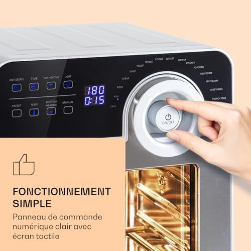 KLARSTEIN AeroVital Cube Chef   Friteuse sans huile, Air fryer, 1700 W, technologie DuoHeating, volume de 14L, 16 programmes, écran tactile, durée: environ 10h, thermostat: 50 220 °C, Inox, Noir : Cuisine et Maison