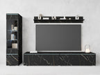 Ensemble de salon Piaski Vera I, éclairage LED en option, couleurs variées (béton/blanc brillant, sans éclairage LED)