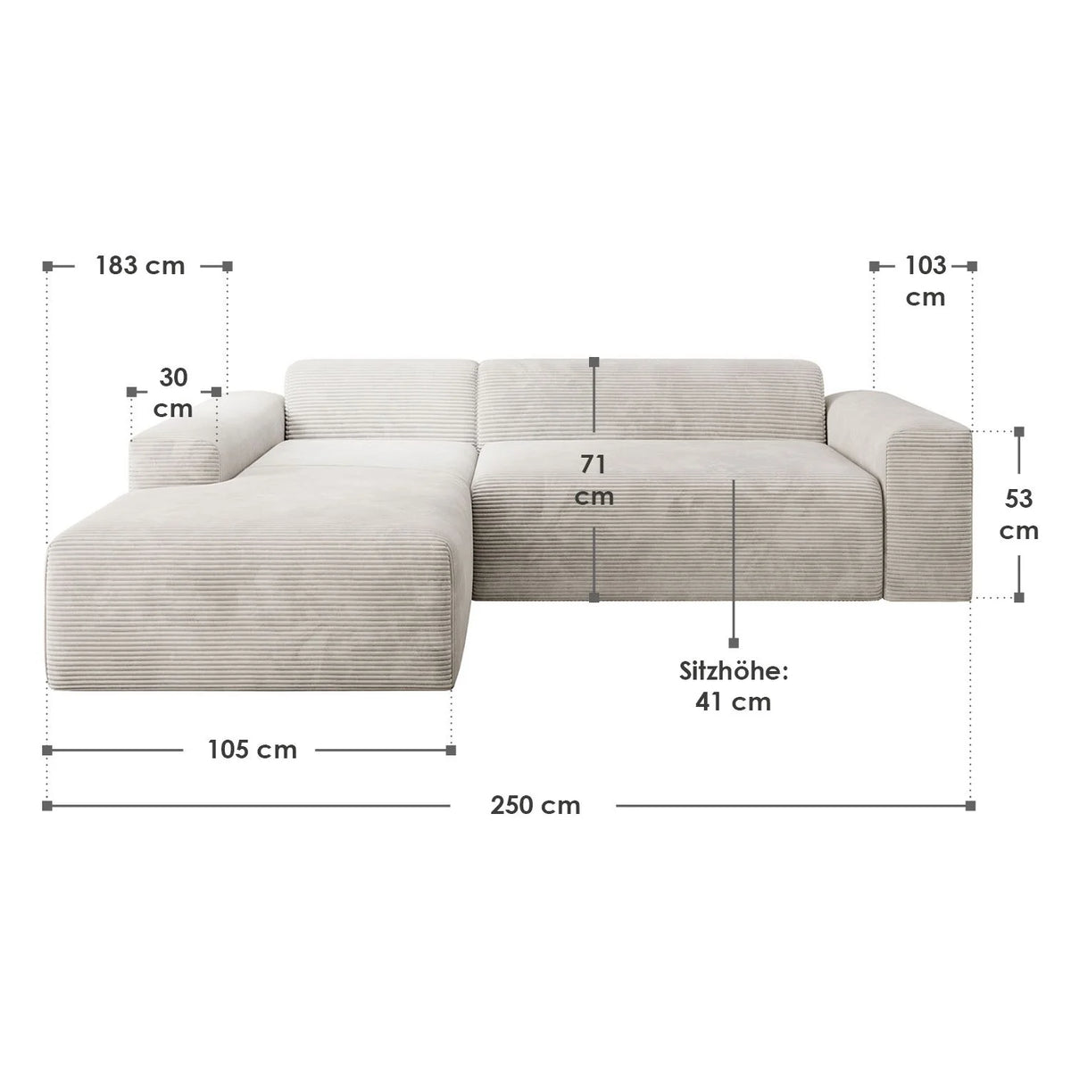 Canapé d'angle Vals 2025 – Confort moderne et style chaleureux