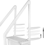 Échelle antidérapante pour piscines hors sol | Grise | Pour piscines hors sol avec une hauteur de terrasse de 122 à 137 cm | Échelle de sécurité supportant jusqu'à 136 kg