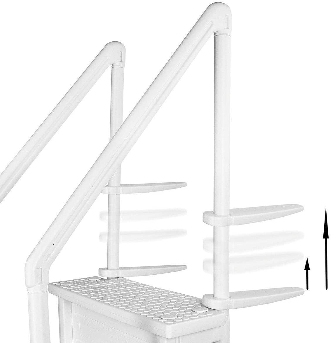 Échelle antidérapante pour piscines hors sol | Grise | Pour piscines hors sol avec une hauteur de terrasse de 122 à 137 cm | Échelle de sécurité supportant jusqu'à 136 kg