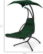 Chaise longue suspendue d'extérieur Best Choice Products – Fauteuil à bascule incurvé en acier avec coussin intégré et auvent amovible – Gris anthracite