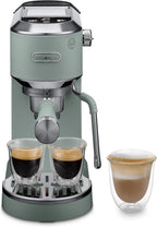Machine à café De'Longhi Dedica - Acier inoxydable, pompe, pour café moulu ou dosettes, expresso et cappuccino, réservoir de 1,3 litre, système anti-gouttes, modèle EC685.M, couleur métal