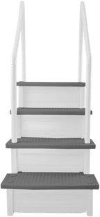 Échelle antidérapante pour piscines hors sol | Grise | Pour piscines hors sol avec une hauteur de terrasse de 122 à 137 cm | Échelle de sécurité supportant jusqu'à 136 kg