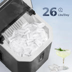 Machine à glaçons de comptoir EUHOMY – Prête en 8 minutes. 16 kg/24 h. Autonettoyante. Machine à glaçons portable avec pelle et seau. Glaçons comestibles produits par ultrasons pour la maison, les fêtes, le camping ou les caravanes.