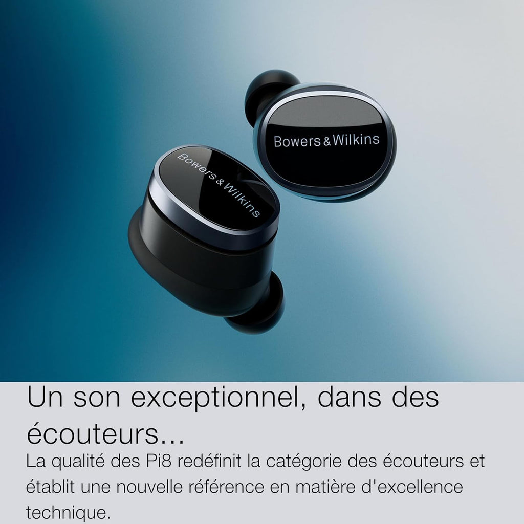 Bowers & Wilkins Pi8 Écouteurs sans Fil True Wireless, Réduction de Bruit, Bluetooth, aptX, Microphones Intégrés