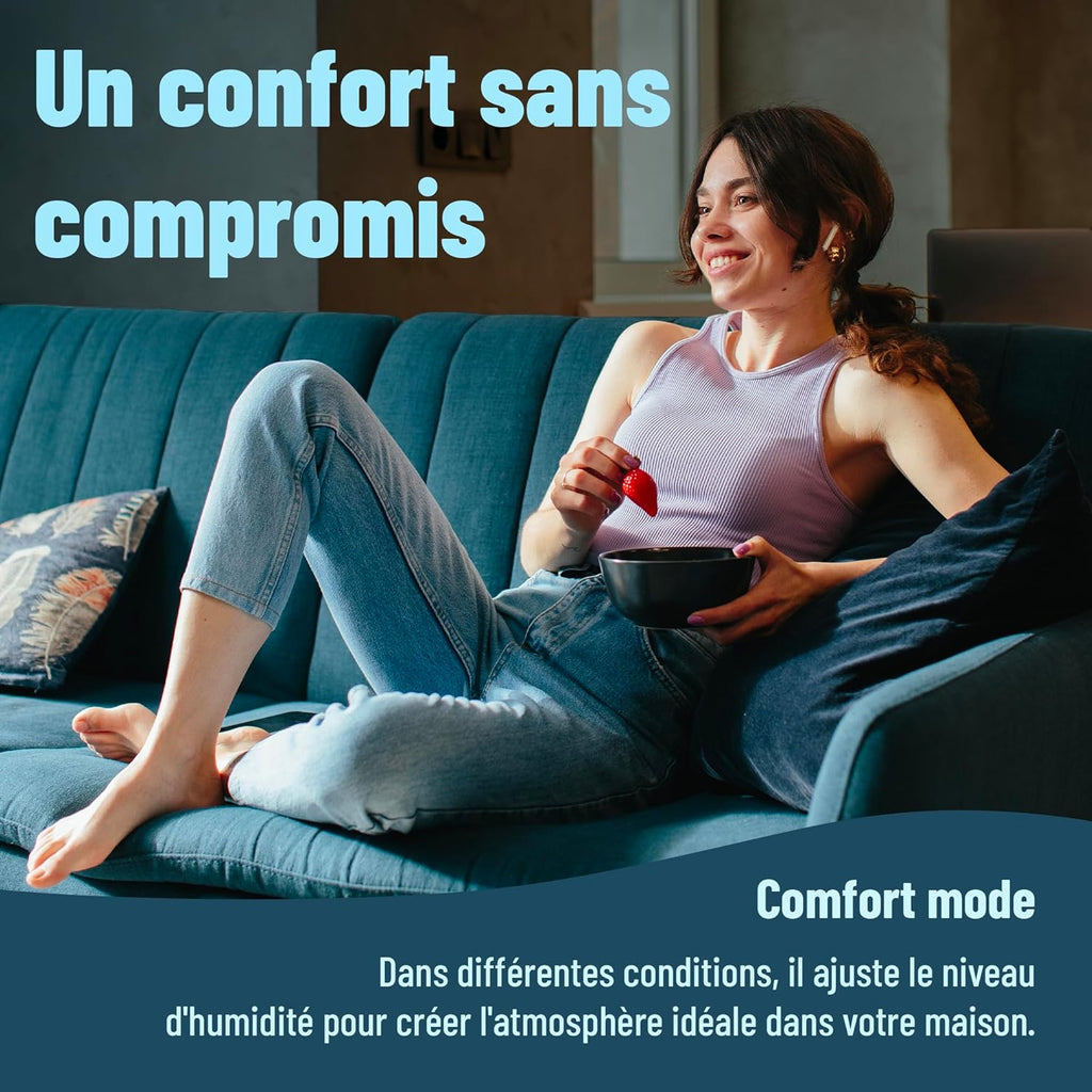 Noaton Déshumidificateur Portable Silencieux, 24L/jour, Minuterie 24h, Réservoir 5,5L, Drainage Continu, avec Dégivrage Automatique, Efficace pour Pièces jusqu'à 45 m², Afficher, Anti Moisissure