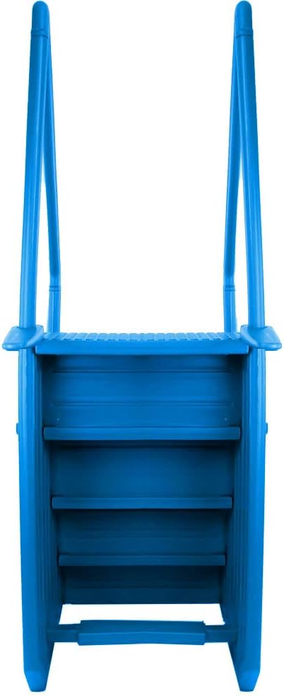 Marches antidérapantes Aqua Select pour piscines hors sol | Bleues | Pour piscines hors sol | Installation possible sur des terrasses de 122 à 137 cm de hauteur | Échelle de sécurité supportant jusqu'à 113 kg