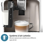 Philips Machine à Expresso Automatique Série 2300-4 Boissons, Écran tactile couleur moderne, Système de lait LatteGo, SilentBrew, Broyeur en Céramique