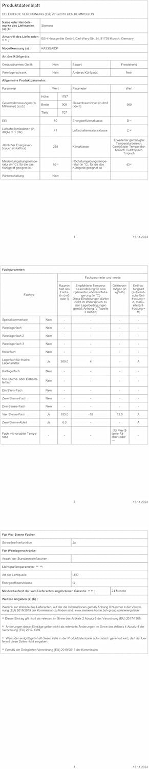 SIEMENS KF96NVPEA iQ300 Multi-Door-Kühlschrank, 183 x 91 cm, 405 L Kühlen & 200 L Gefrieren, hyperFresh längere Frische, noFrost nie wieder abtauen, superCooling schnellere Kühlung