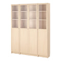 Bibliothèque vitrée en bois clair avec portes – 200 x 30 x 230 cm