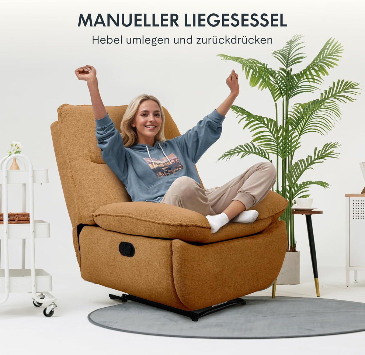 Fauteuil inclinable FLEXISPOT XC6, canapé pivotant à bascule, fauteuil TV avec dossier réglable, fauteuil inclinable pour chambre, salon et home cinéma (beige)