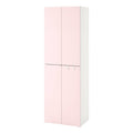 Armoire de Rangement Moderne à 4 Portes - Couleur Rose et Blanc