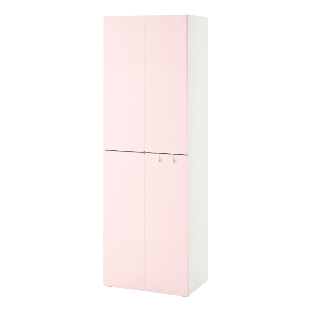 Armoire de Rangement Moderne à 4 Portes - Couleur Rose et Blanc
