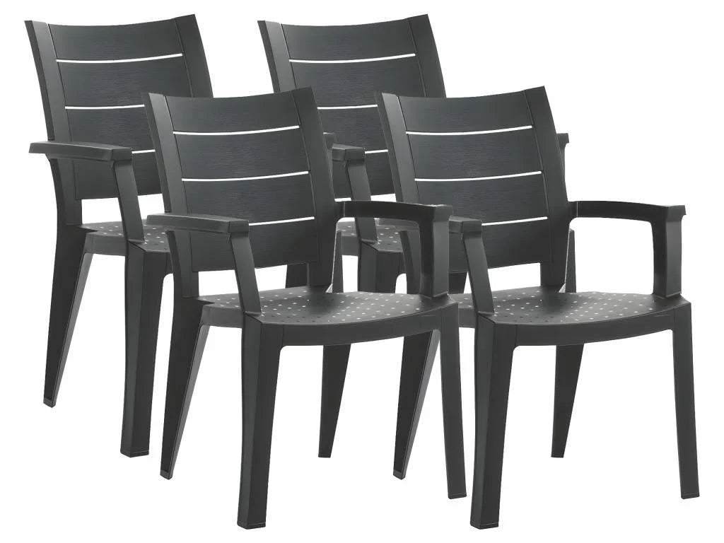 Lot Chaises Jardin - Gris(Gris)