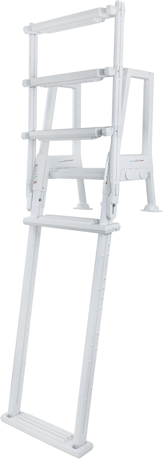 Marches antidérapantes Aqua Select pour piscines hors sol | Bleues | Pour piscines hors sol | Installation possible sur des terrasses de 122 à 137 cm de hauteur | Échelle de sécurité supportant jusqu'à 113 kg