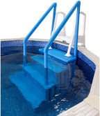 Échelle antidérapante pour piscines hors sol | Grise | Pour piscines hors sol avec une hauteur de terrasse de 122 à 137 cm | Échelle de sécurité supportant jusqu'à 136 kg