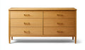 Commode en chêne avec six tiroirs, bois clair