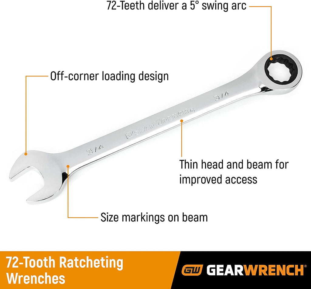 Jeu de clés mixtes à cliquet 12 pans GEARWRENCH 2025