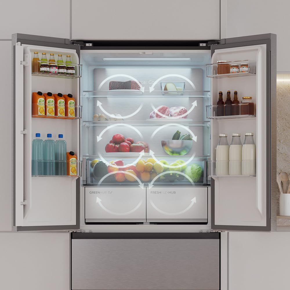 Cecotec Réfrigérateur Porte Française de 4 Portes Semi-Intégrable 458L Total No Frost Bolero CoolMarket F2D 458 SBI Inox E, Hauteur 189 cm et 83 cm La