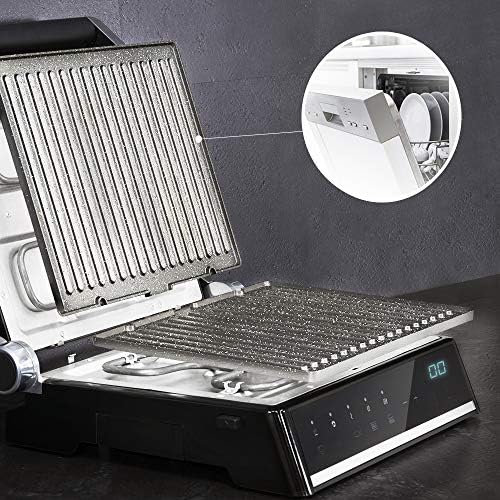 Cecotec Grill électrique Rock’nGrill Smart. Système de réglage de la puissance, du temps et de la température de 2000 W, ouverture à 180 °, plaques amovibles allant au lave vaisselle : Cuisine et Maison