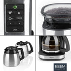 BEEM FRESH-AROMA-PERFECT II Filterkaffeemaschine mit Mahlwerk - Thermo | Edelstahl | Thermokanne | 24h-Timer | 1000 W | 180 g Bohnenbehälter