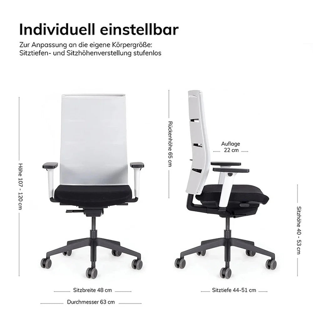 Fauteuil de bureau ergonomique Agilis Matrix MT12 à dossier en maille et inclinaison lente, édition spéciale, noir pur (édition 2025).