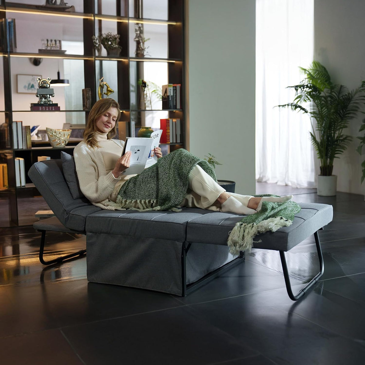 Canapé-lit FLEXISPOT, fauteuil-lit extensible et pliable, capacité de charge 300 kg, gris