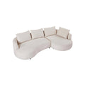 Canapé d’angle incurvé en tissu crème – Design moderne organique 4 places avec coussins