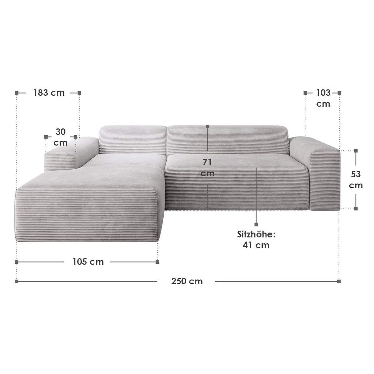 Canapé d'angle Vals 2025 – Confort moderne et style chaleureux