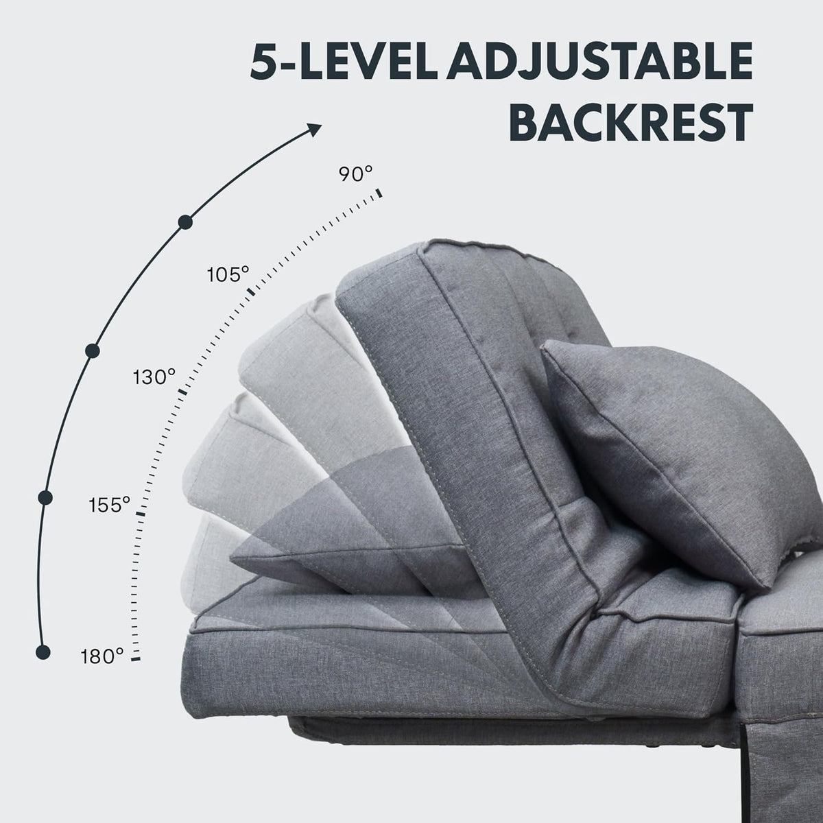 Canapé-lit FLEXISPOT, fauteuil-lit extensible et pliable, capacité de charge 300 kg, gris