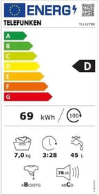 Lave-linge à chargement frontal Telefunken TLL127BK