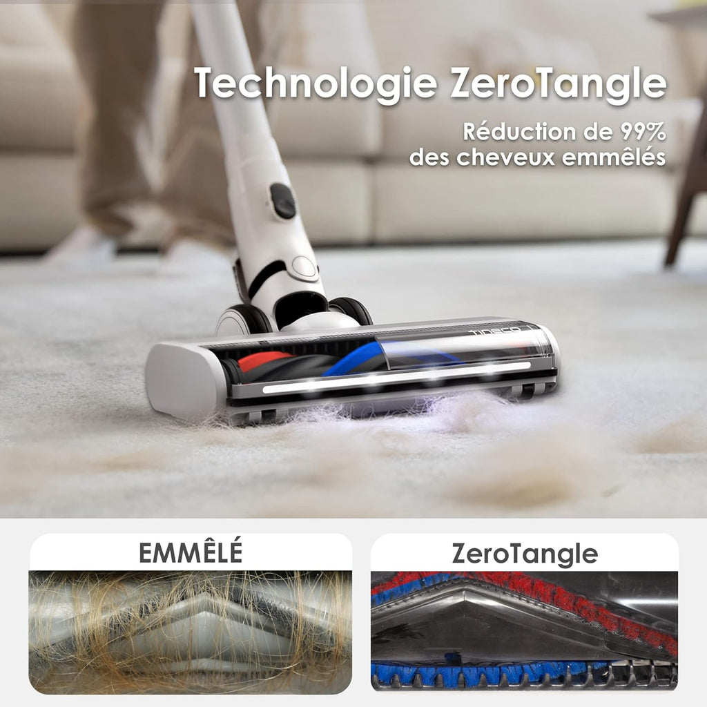 Tineco Pure One S15 Essentials Aspirateur Balai sans Fil Intelligent, Brosse Anti-nœuds, Puissant, Longue Autonomie, Excellent pour Multi-Surface, Le Nettoyage des Poils d’Animaux avec éclairage LED