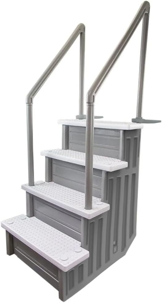Marches antidérapantes Aqua Select pour piscines hors sol | Bleues | Pour piscines hors sol | Installation possible sur des terrasses de 122 à 137 cm de hauteur | Échelle de sécurité supportant jusqu'à 113 kg