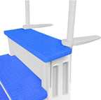 Marches antidérapantes Aqua Select pour piscines hors sol | Bleues | Pour piscines hors sol | Installation possible sur des terrasses de 122 à 137 cm de hauteur | Échelle de sécurité supportant jusqu'à 113 kg