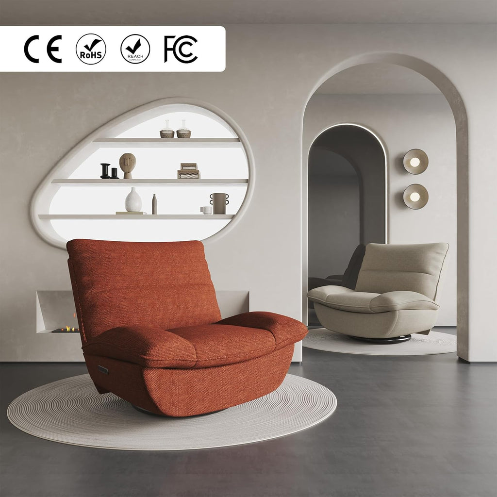 Fauteuil inclinable FLEXISPOT XC6, canapé pivotant à bascule, fauteuil TV avec dossier réglable, fauteuil inclinable pour chambre, salon et home cinéma (beige)