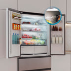 Cecotec Réfrigérateur Porte Française de 4 Portes Semi-Intégrable 458L Total No Frost Bolero CoolMarket F2D 458 SBI Inox E, Hauteur 189 cm et 83 cm La