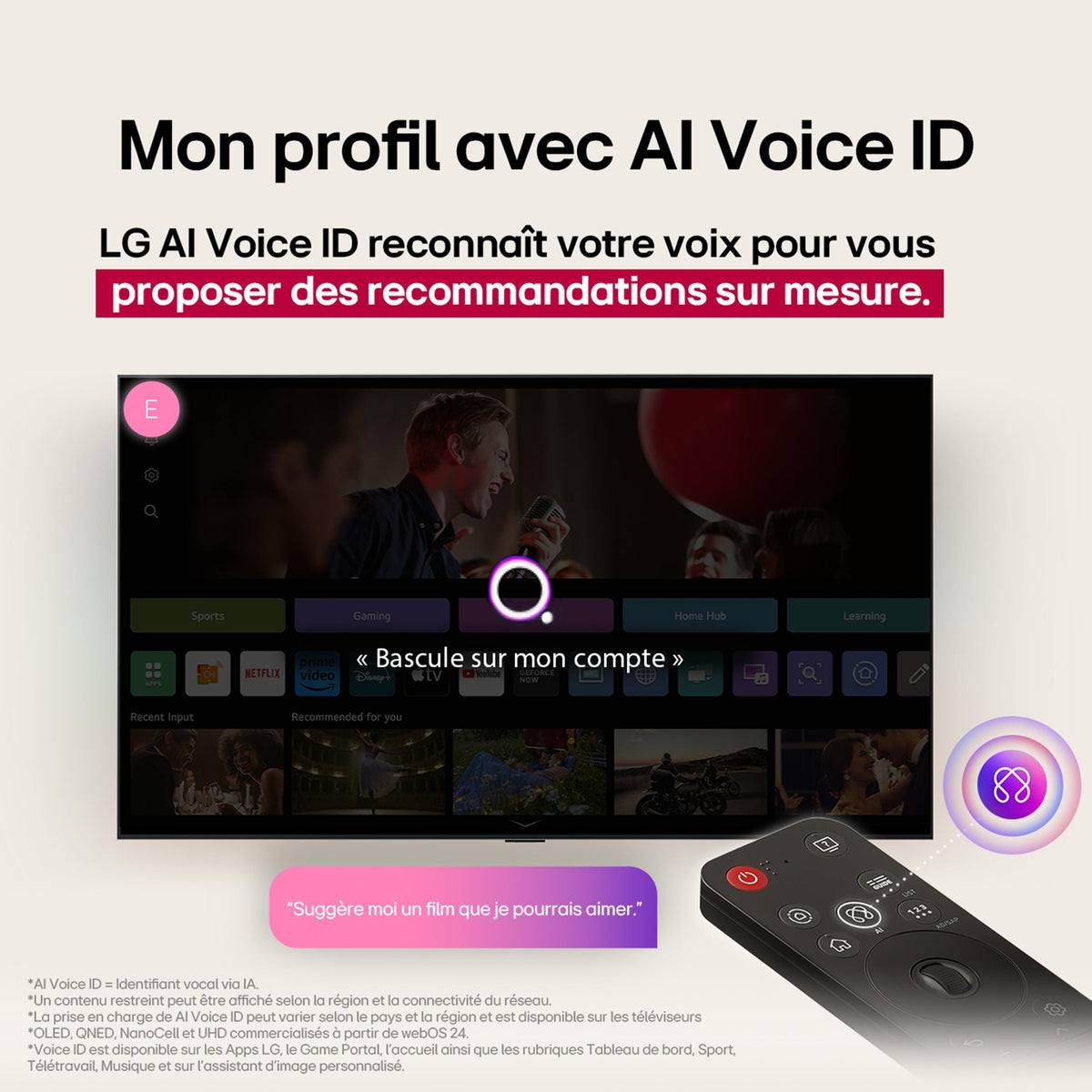 LG TV QNED AI 2025 | 43QNED8E | 43'' (108cm) | 4K UHD | HDR10 | webOS 25 | Télécommade AI Magic Remote | Alexa, Google Assistant | Netflix Disney+ CAN