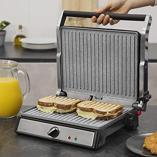 Cecotec Grill électrique Rock’nGrill Smart. Système de réglage de la puissance, du temps et de la température de 2000 W, ouverture à 180 °, plaques amovibles allant au lave vaisselle : Cuisine et Maison