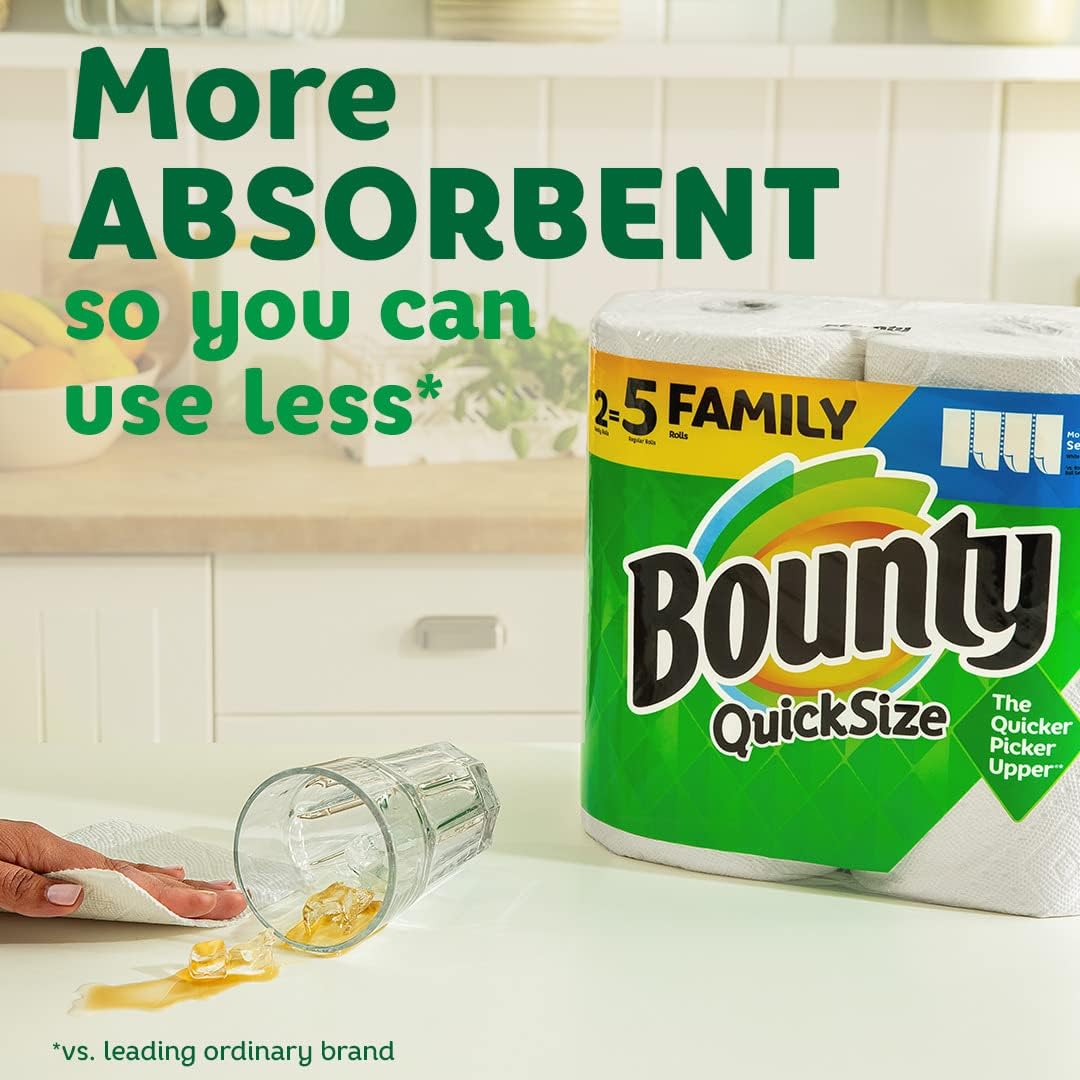 Cadeau offert avec la commande--Rouleaux de cuisine Bounty Quick Size, blancs, 8 rouleaux familiaux = 20 rouleaux standard (l'emballage peut varier)